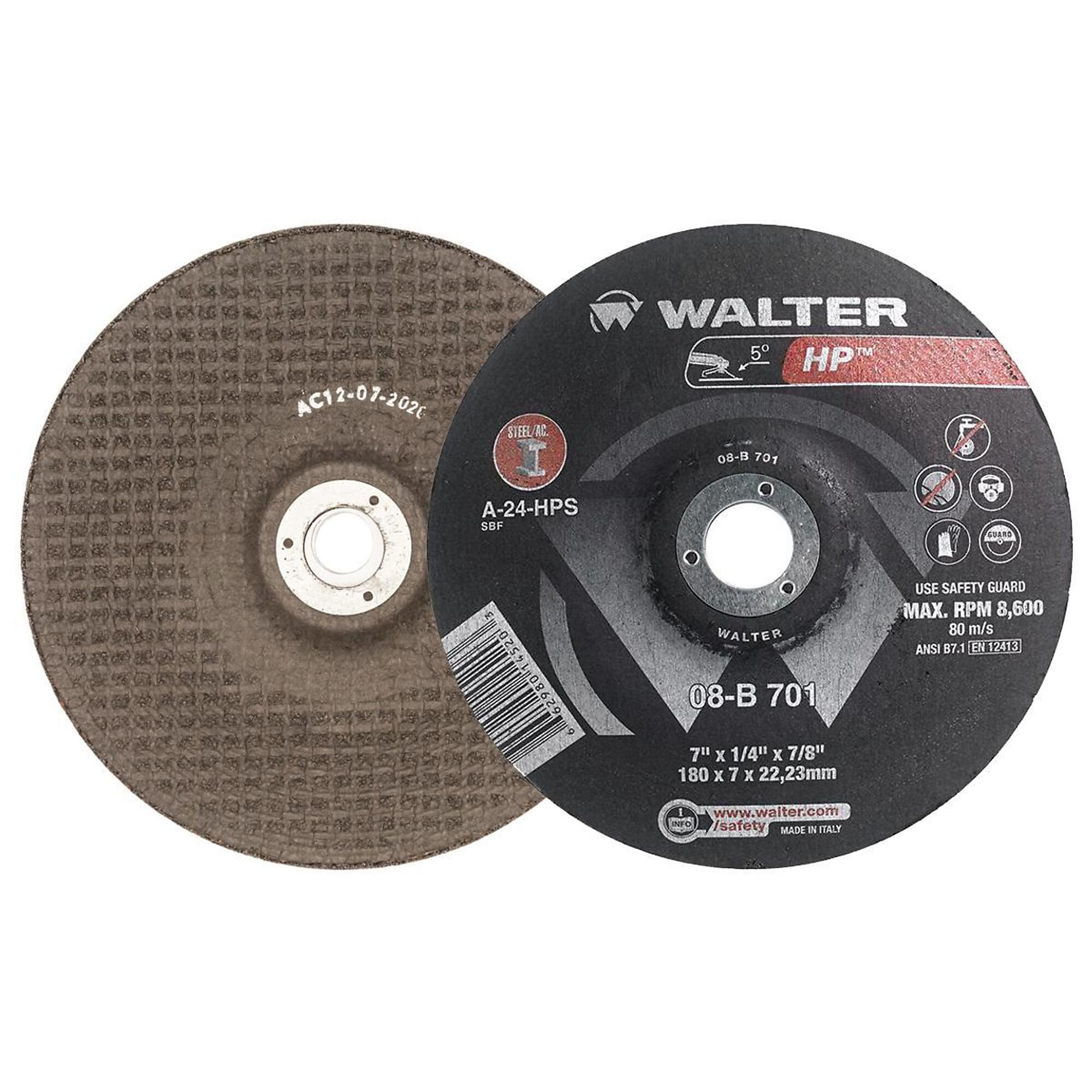 Walter HP Grinding Wheel — 7in. x 1/4in., Type 28, Wear-Resistant, General Purpose, Model# 08B701